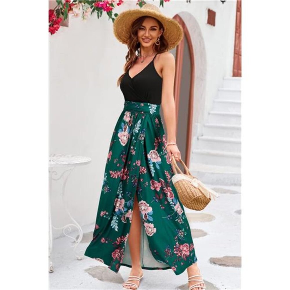 Luxe Summer 2025 Maxi Dress Vacation Floral Spaghetti Strap Spring Casual Boho - Picture 5 of 7